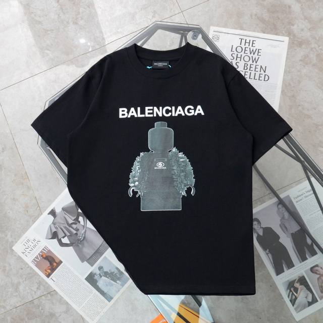 纯原臻品 顶级复刻 Balenciaga 巴黎世家新款人像印花字母logo休闲短袖t恤 - 款号 B40 - 颜色 黑色 白色 蓝色 - 购入原版开模打造 全套